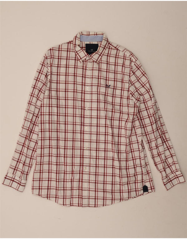 Camisa masculina clássica de ajuste da Crew Clothing XL algodão xadrez branco