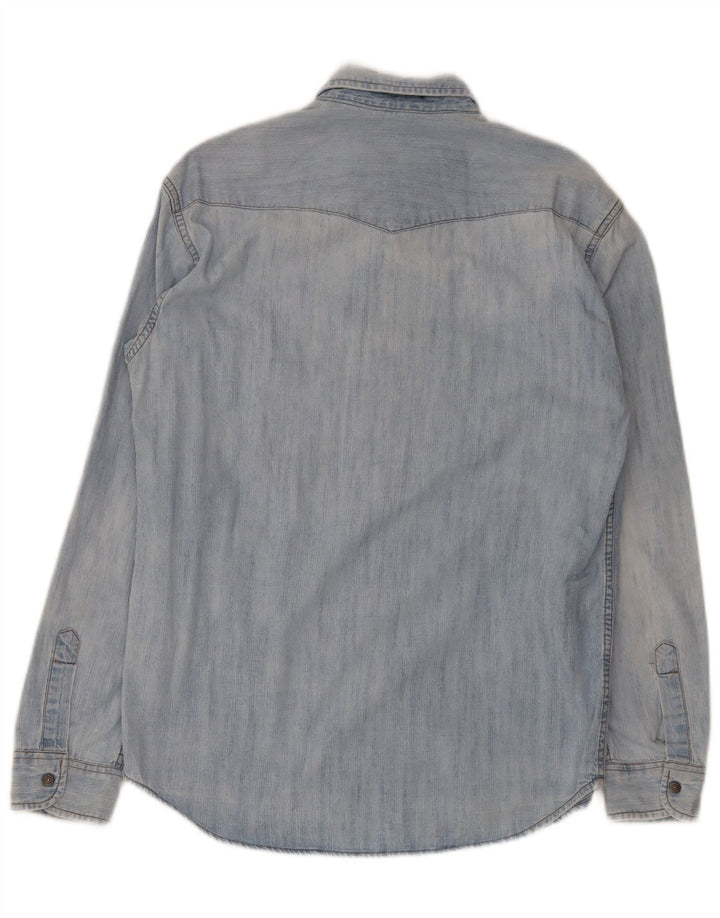 Camisa jeans masculina Carrera algodão azul médio