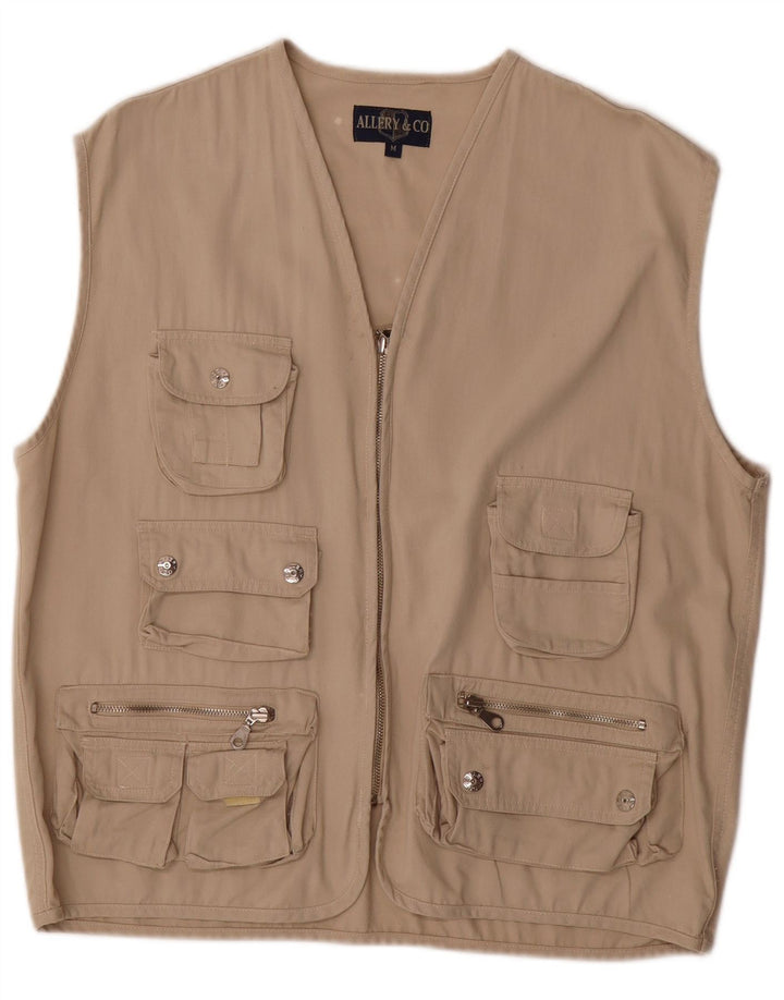 Colete utilitário masculino vintage UK 38 algodão bege médio
