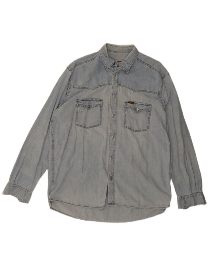 Camisa jeans masculina Rifle XL algodão azul