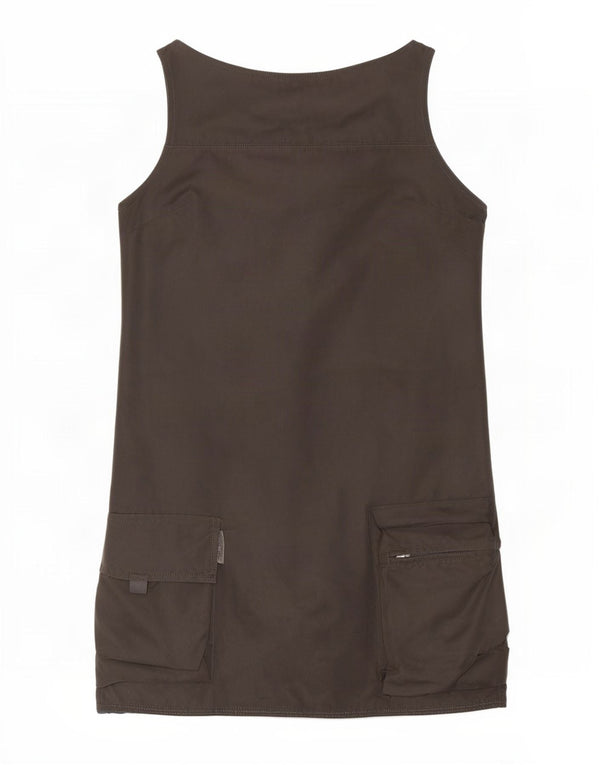 Vestido feminino Krizia Jeans sem mangas UK 12 algodão cinza médio