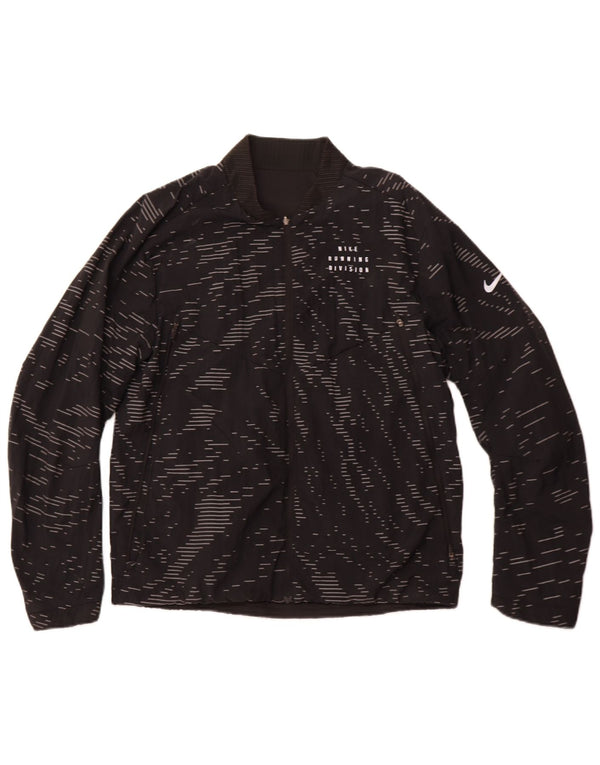 NIKE Mens Therma-Fit Reversível Treino Top Jaqueta Médio Preto Listrado