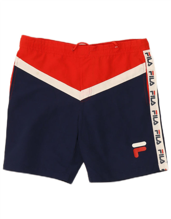 Shorts de natação masculino Fila Graphic pequeno azul colorblock poliéster