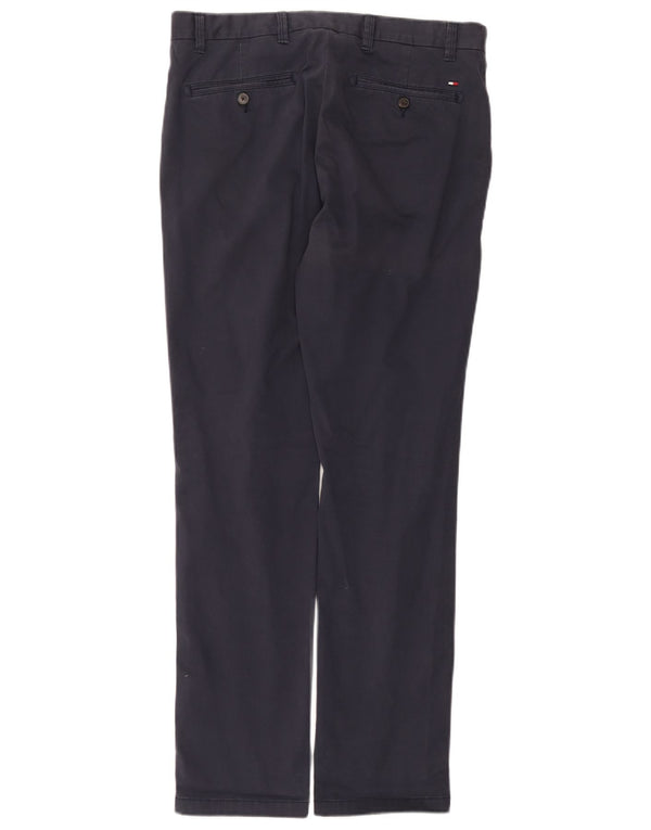 Tommy Hilfiger Mens Slim Chino Calças W32 L32 Azul Marinho Algodão