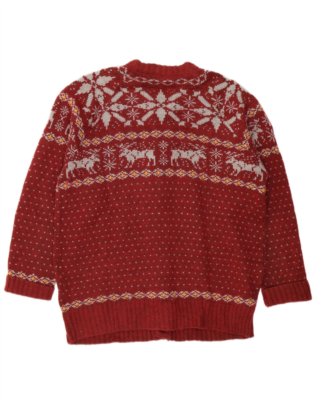 Suéter cardigã masculino VINTAGE grande lã Fair Isle Borgonha