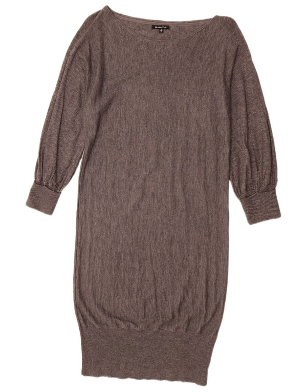 Vestido jumper feminino Massimo Dutti Reino Unido 10 pequeno lã cinza