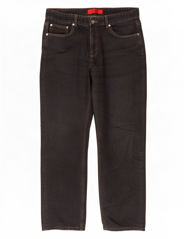 Pierre Cardin Mens Straight Jeans W36 L32 Algodão Preto