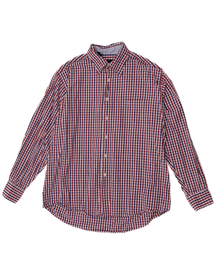 Camisa masculina Pierre Cardin grande algodão guingão vermelho