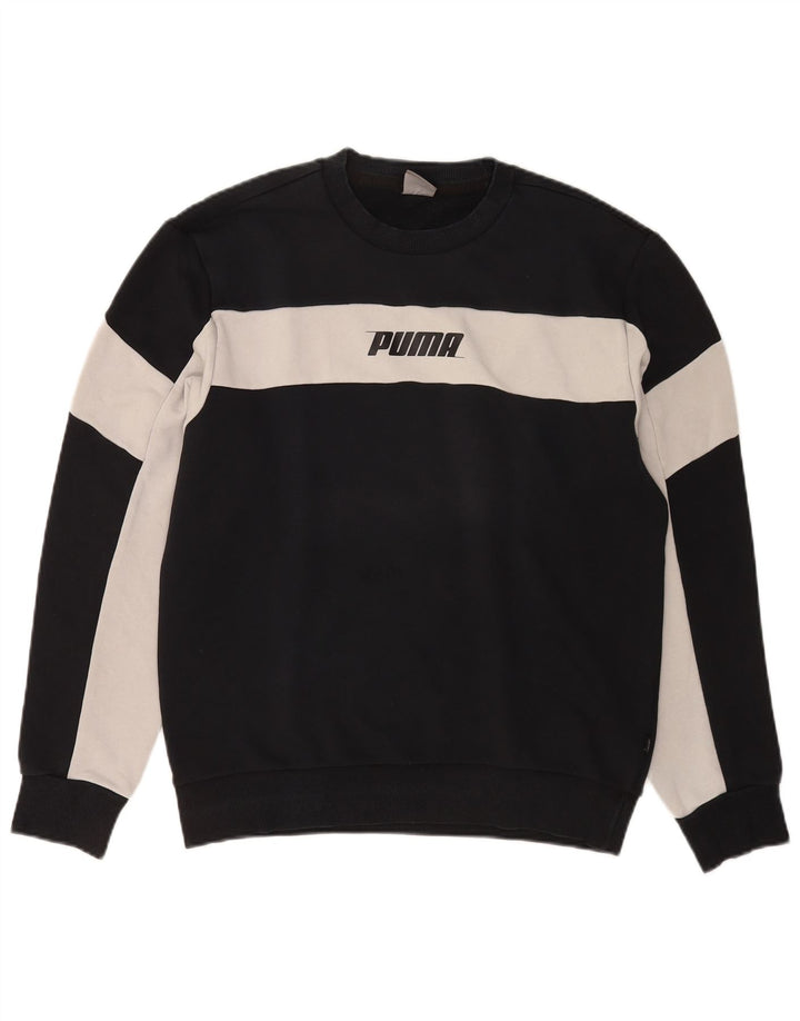 Puma moletom masculino jumper médio preto colorblock algodão