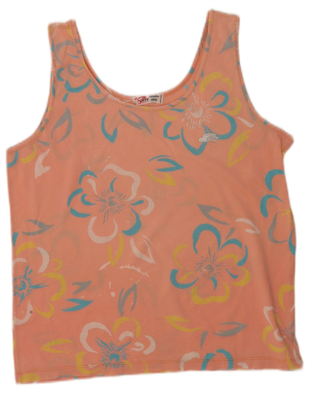 Colete feminino Silvy Top IT 44 algodão floral rosa médio