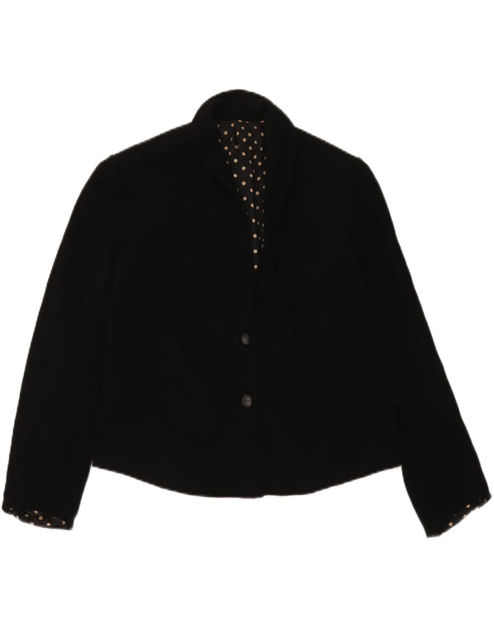 VINTAGE Womens 2 Button Blazer Jacket UK 14 Medium Black