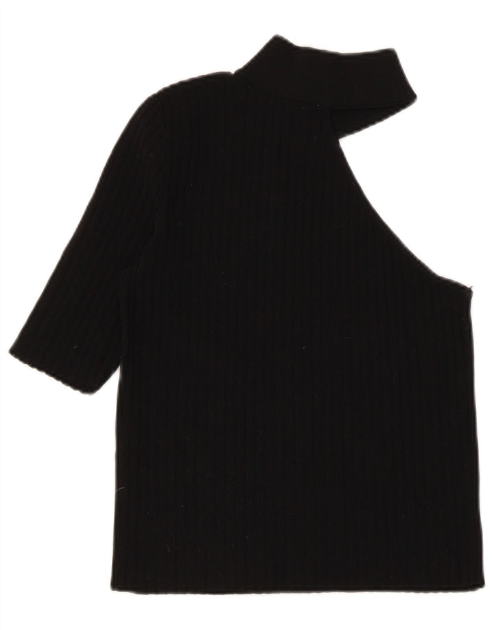 Zara Womens Crop One Ombro Top Reino Unido 8 Pequeno Preto Nylon