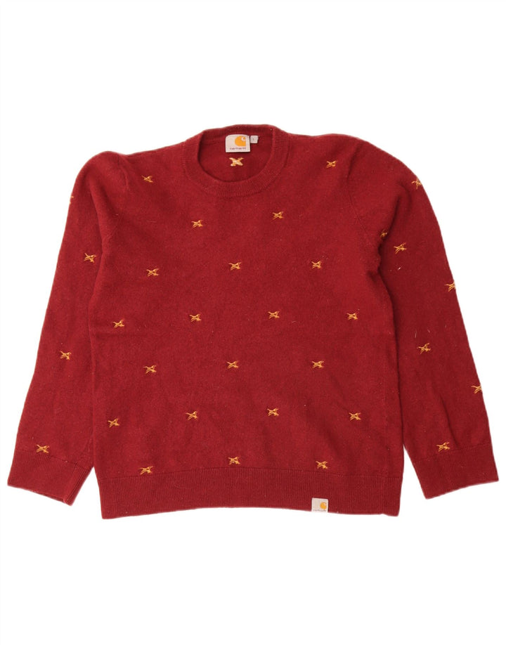 Suéter feminino Carhartt com estampa abstrata e gola redonda Reino Unido 14 grande vermelho