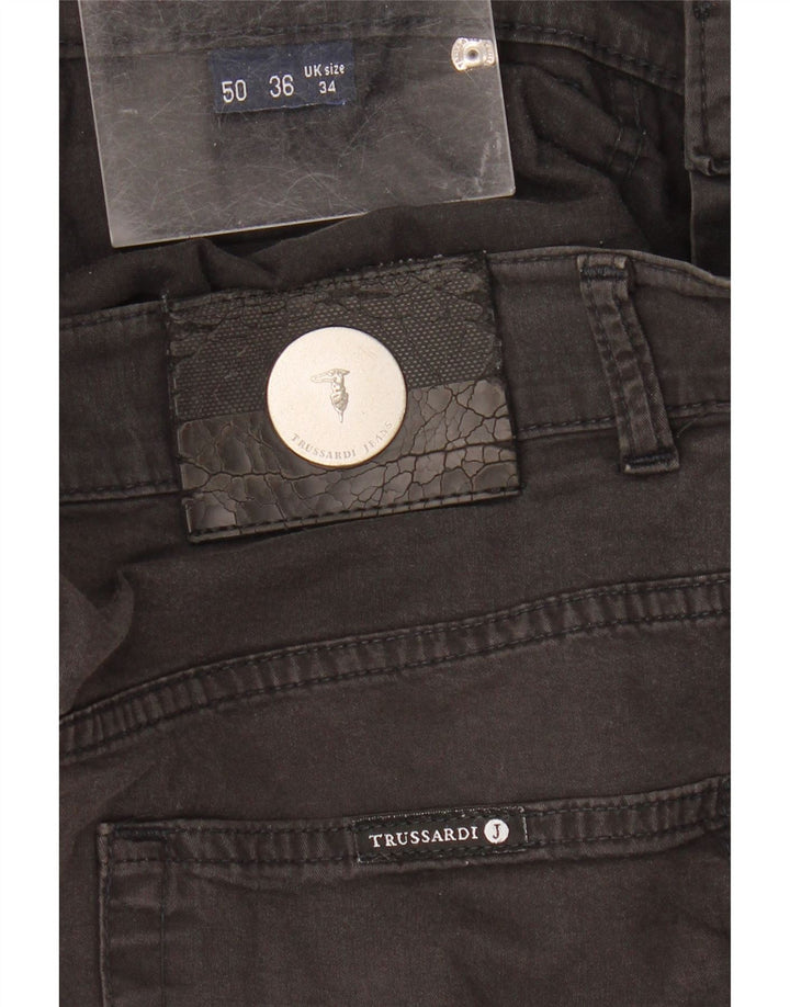 Trussardi Calça jeans reta masculina W34 L28 preta