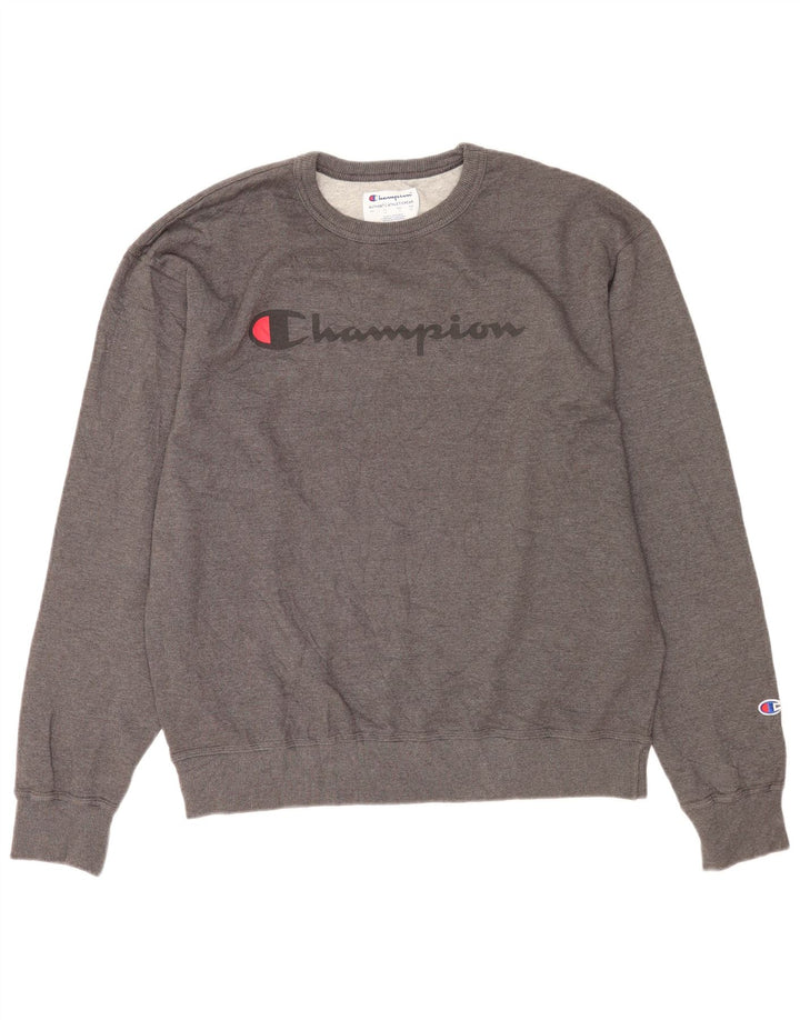 Champion moletom gráfico masculino jumper grande algodão cinza
