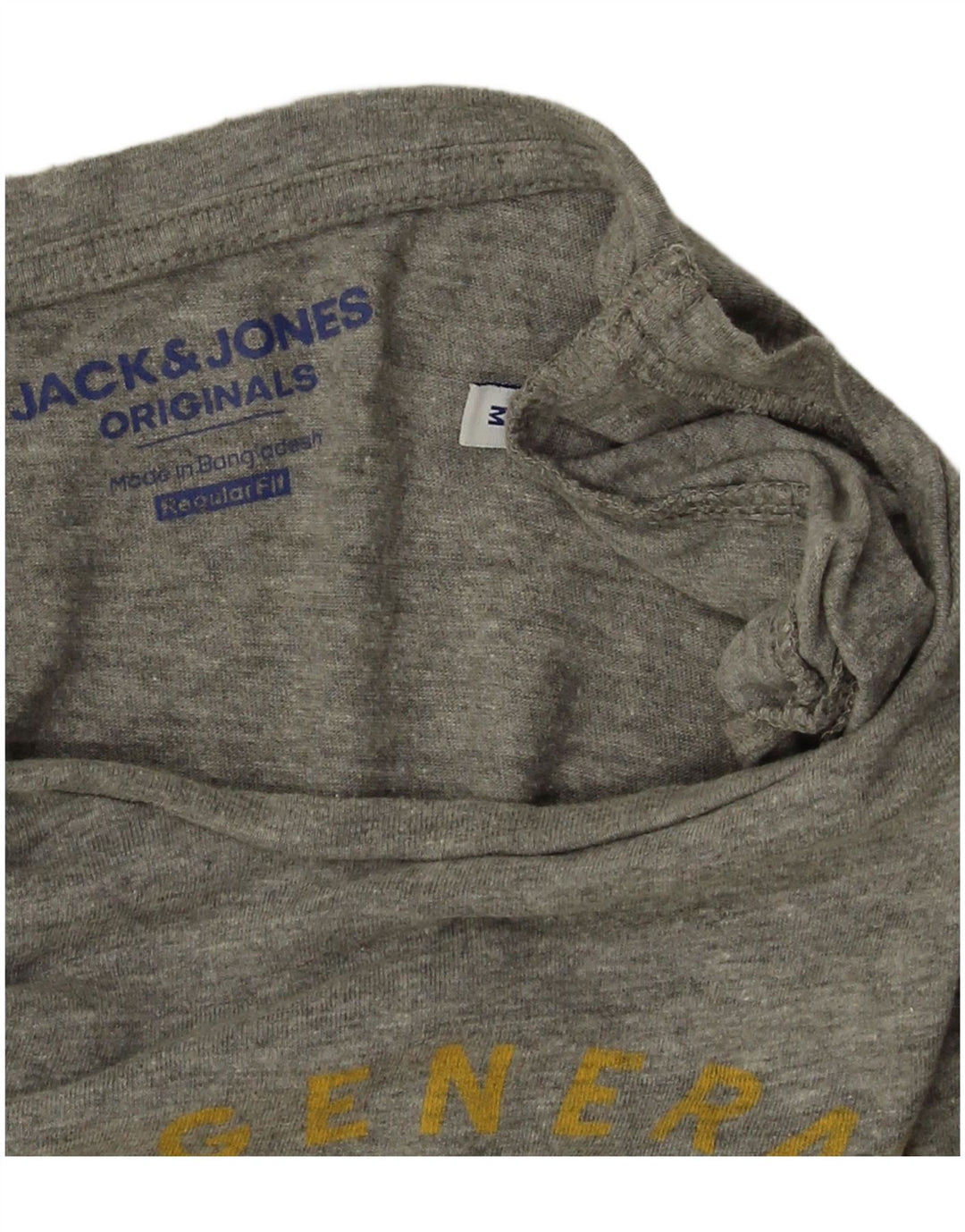 Camiseta masculina Jack & Jones Regular Fit com estampa gráfica cinza médio manchado