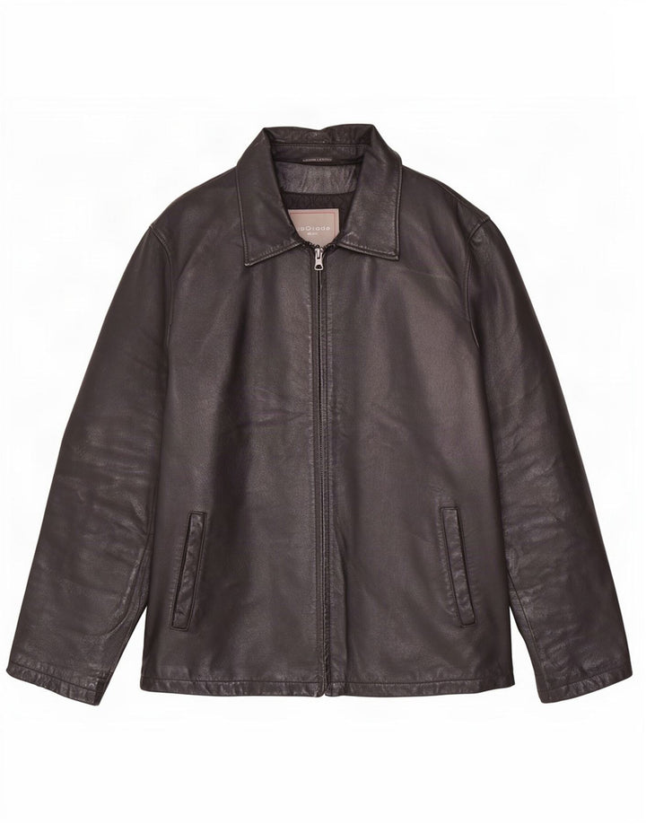 Jaqueta de couro masculina vintage IT 48 média preta