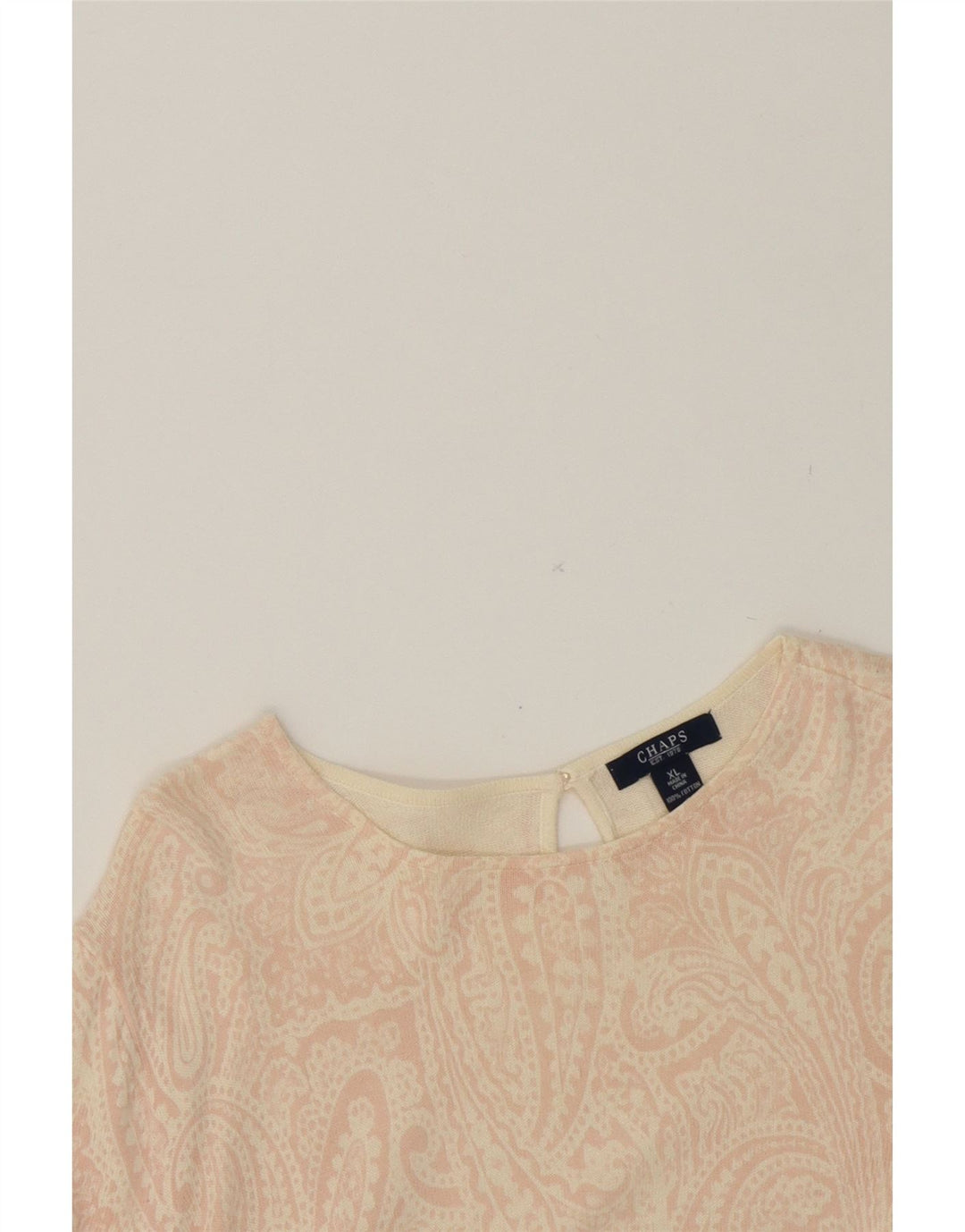 CHAPS Womens Boat Neck Jumper Sweater UK 18 XL Beige Paisley Cotton Vintage Chaps and Second-Hand Chaps from Messina Hembry 