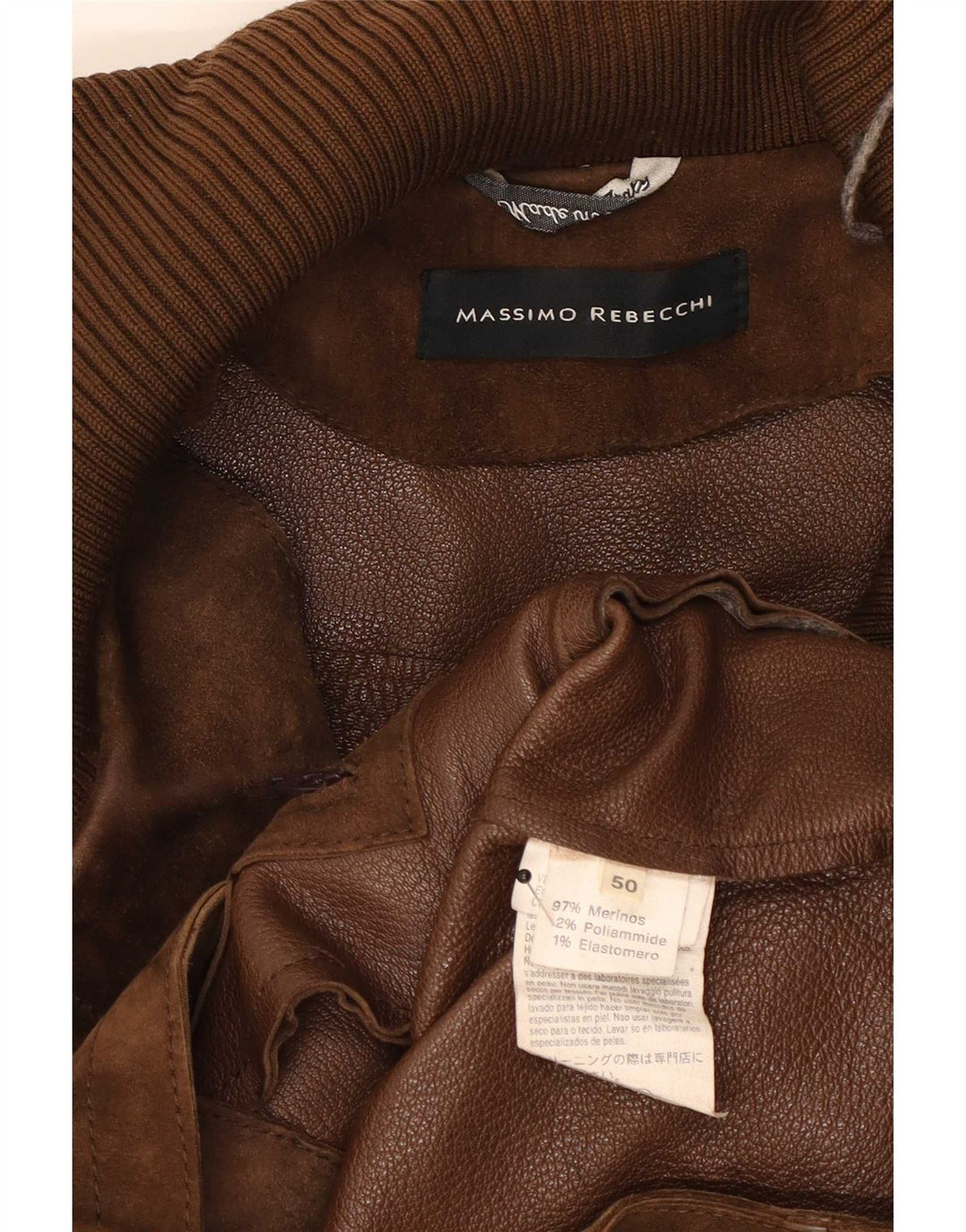 Jaqueta bomber masculina de camurça Massimo Rebecchi IT 50 grande couro marrom