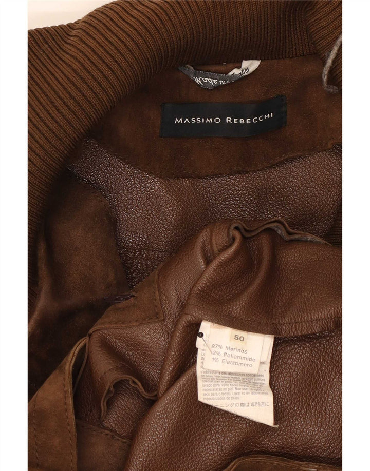 Jaqueta bomber masculina de camurça Massimo Rebecchi IT 50 grande couro marrom