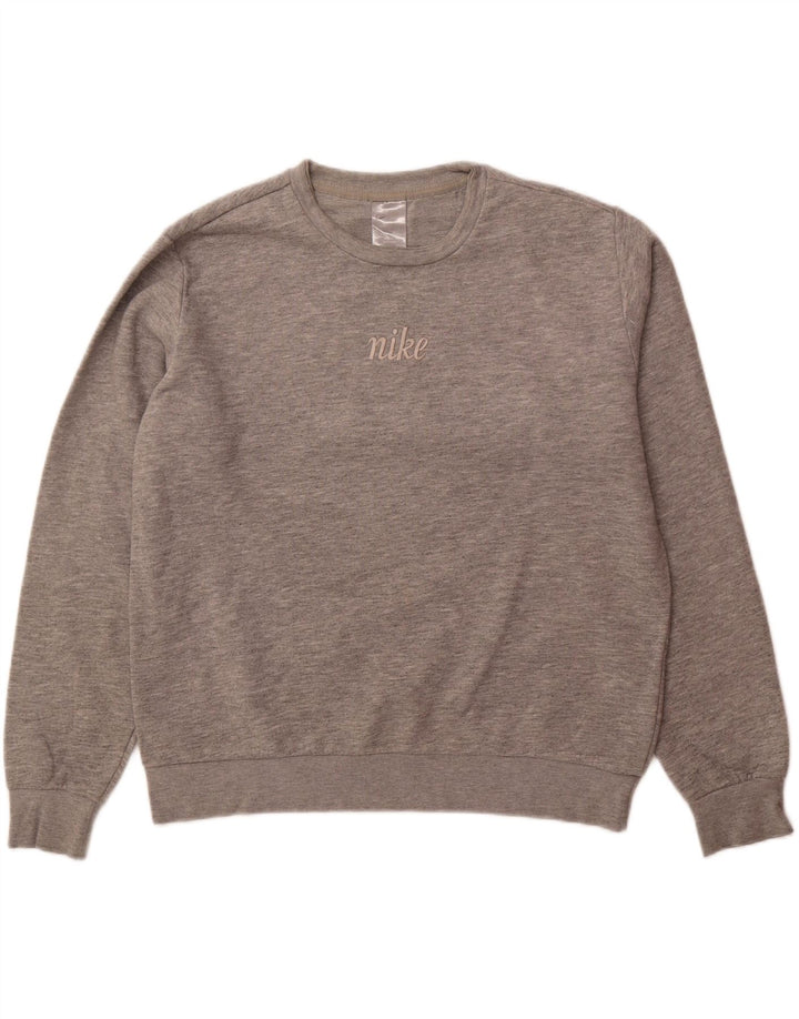 NIKE Womens Sweatshirt Jumper UK 10/12 Médio Cinza Algodão