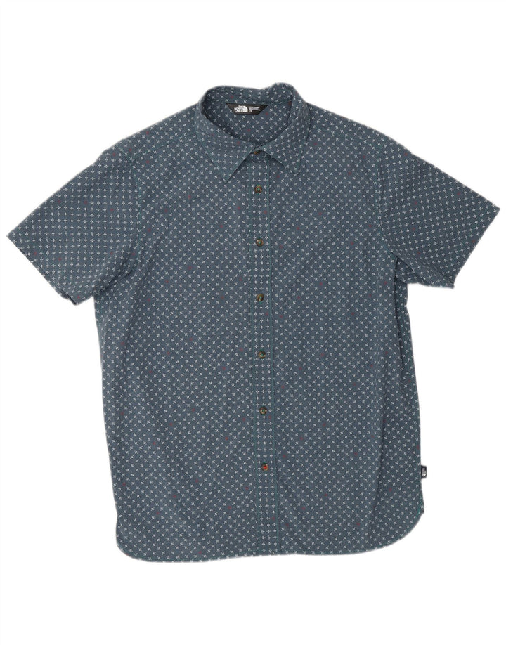 Camisa masculina de manga curta THE NORTH FACE poliéster geométrico azul grande