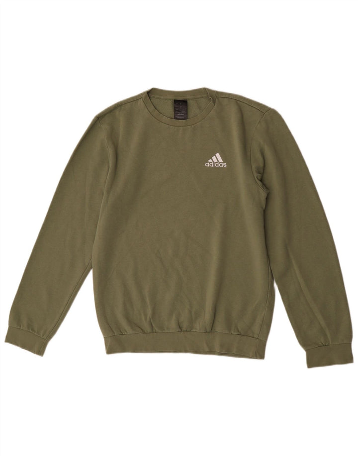 Adidas Mens Moletom Jumper Pequeno Algodão Verde