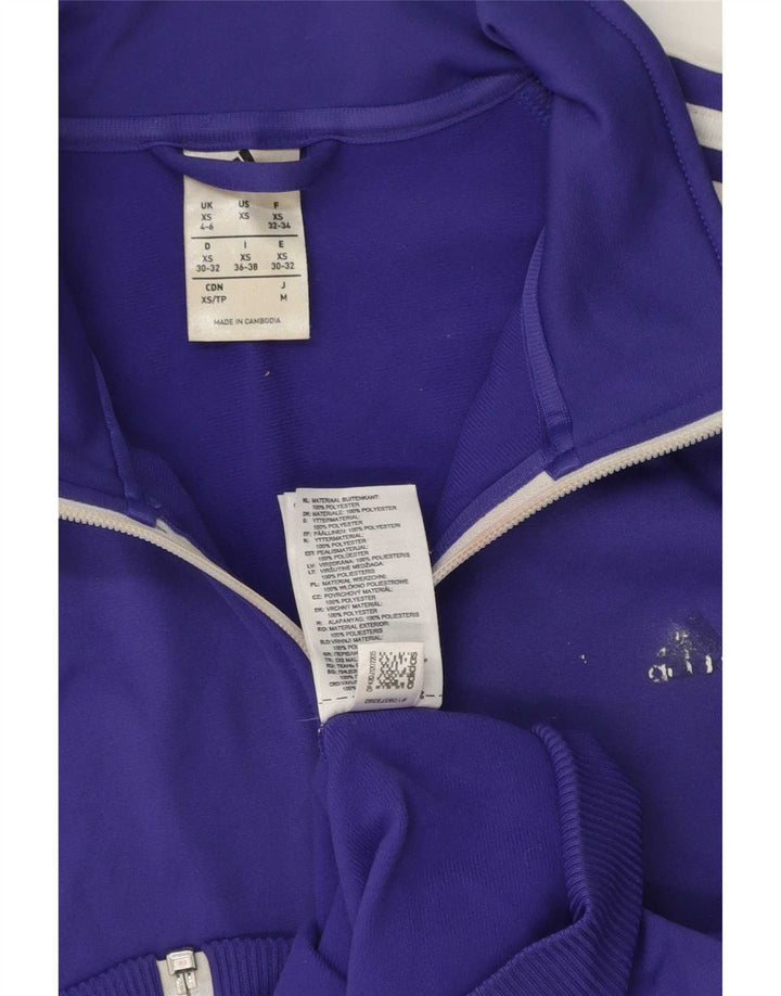 Adidas Womens Tracksuit Top Jacket UK 4/6 XS Roxo Poliéster