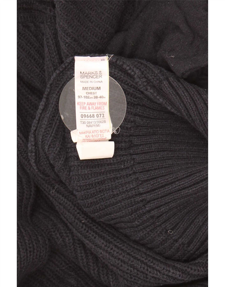 Suéter cardigã masculino Marks & Spencer médio algodão azul marinho