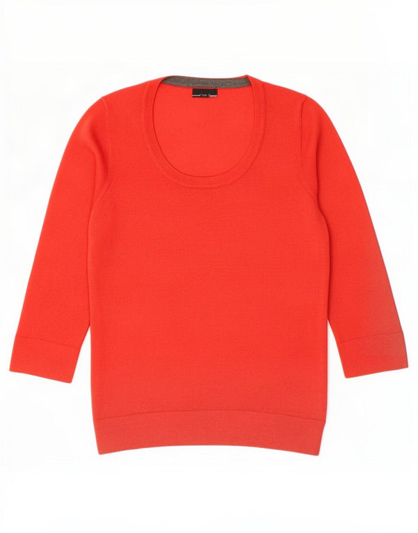 Suéter feminino Hobbs manga 3/4 com gola canoa Reino Unido 12 lã vermelha média