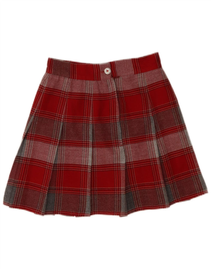 Mini saia plissada feminina vintage W24 XS xadrez vermelho