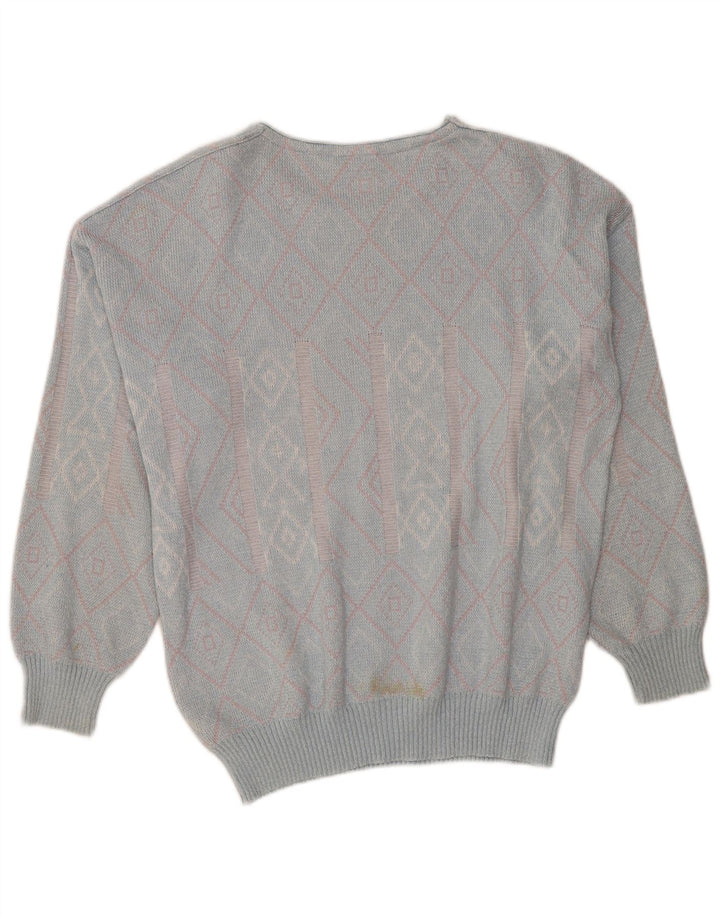 Suéter feminino Maselli com gola canoa IT 54 3XL Azul Argyle/Diamante