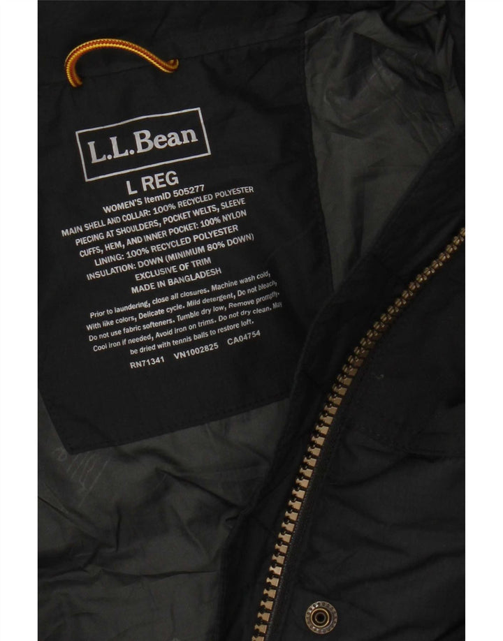 Jaqueta feminina acolchoada com capuz L.L.Bean UK 16 poliéster cinza grande