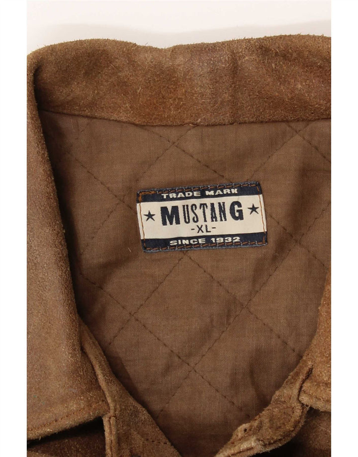 Jaqueta de couro bomber masculina Mustang UK 42 XL marrom