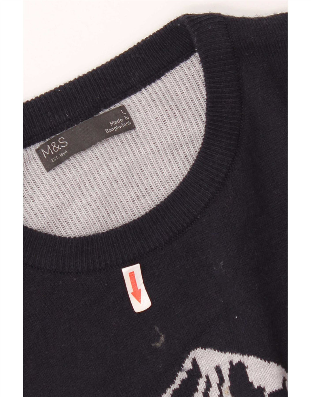 Suéter masculino Marks & Spencer com gola redonda grande bloco colorido cinza