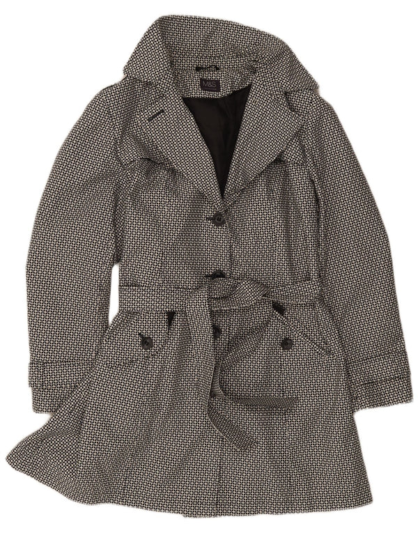 Trench Coat feminino Marks & Spencer Reino Unido 18 XL poliéster geométrico preto