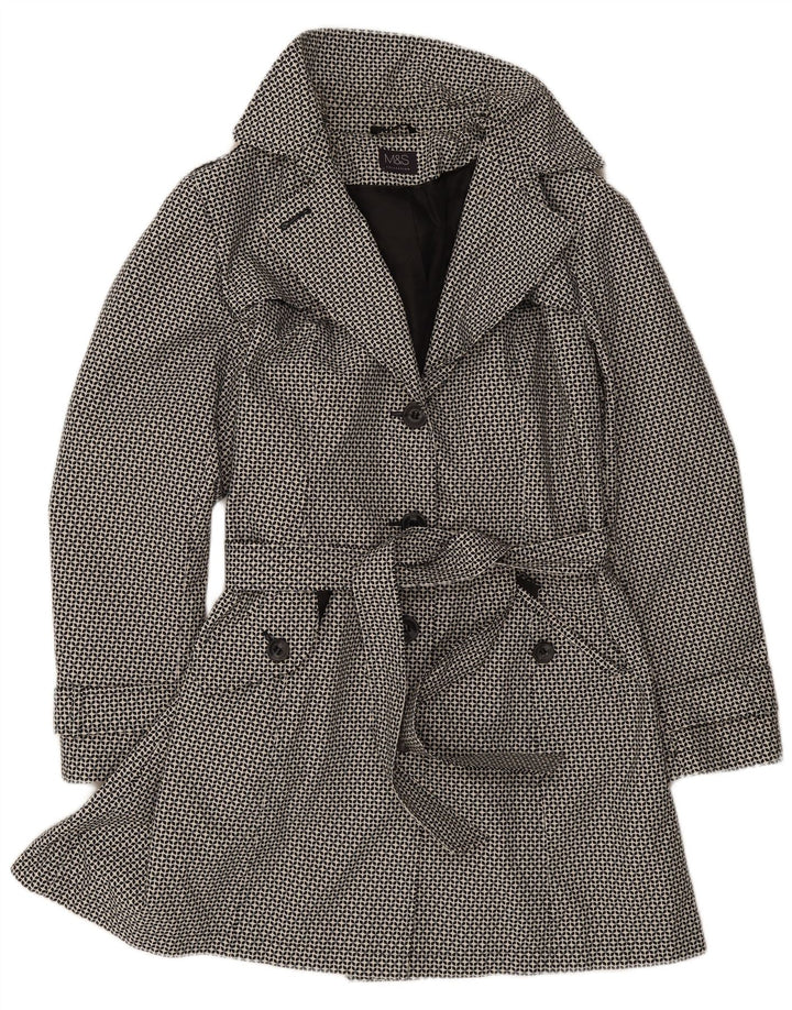 Trench Coat feminino Marks & Spencer Reino Unido 18 XL poliéster geométrico preto