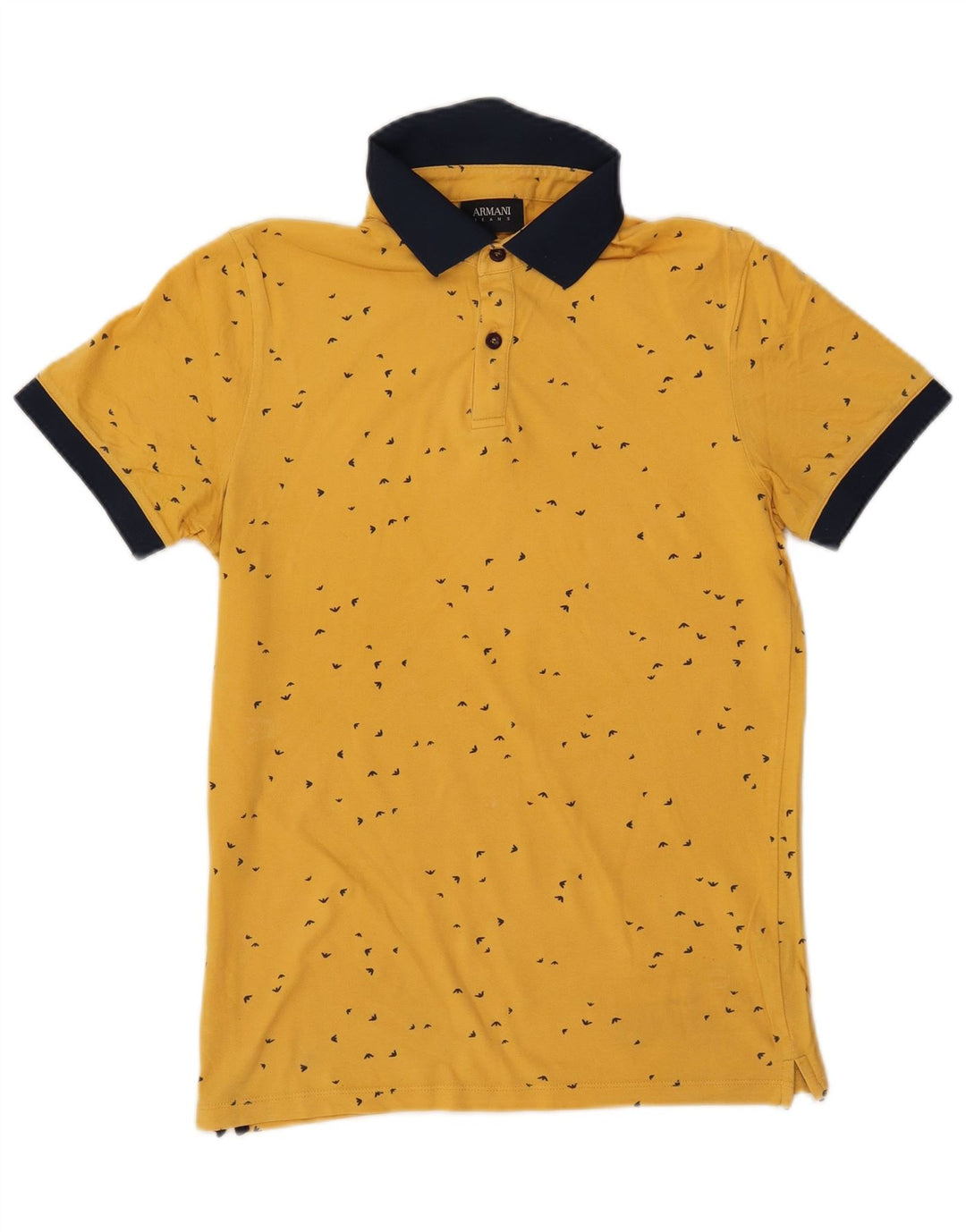 ARMANI JEANS Camisa polo masculina com padrão abstrato em bloco colorido amarelo médio