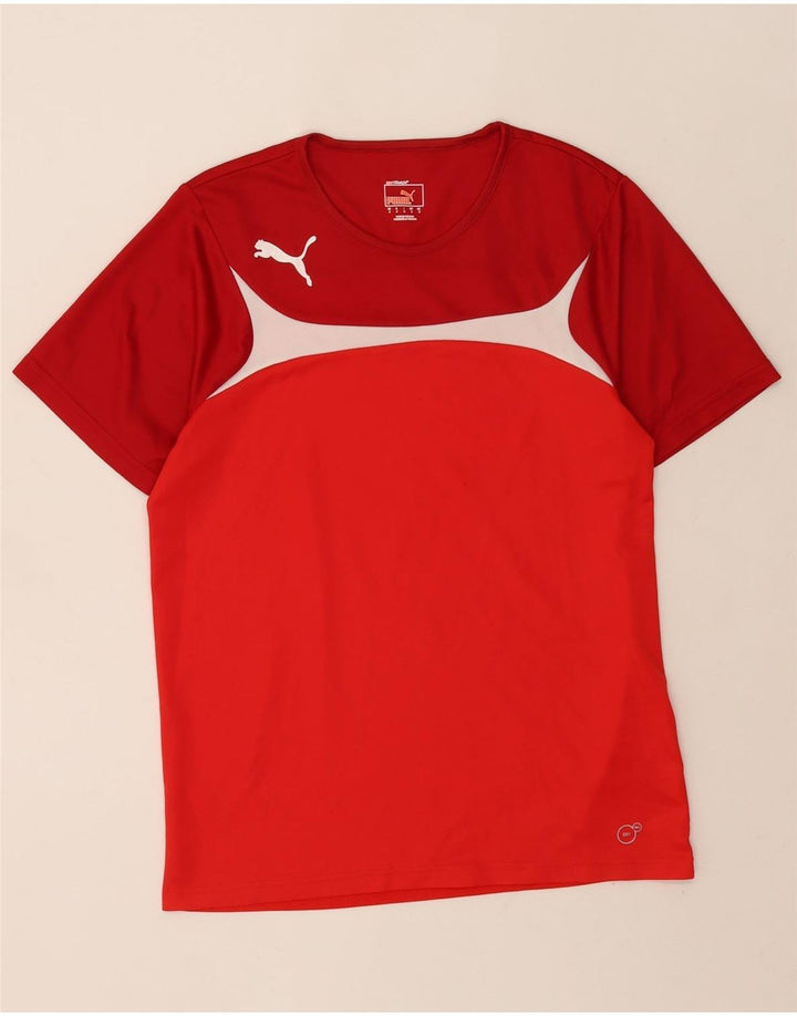 Puma Mens Camiseta Top Pequeno Poliéster Colorblock Vermelho