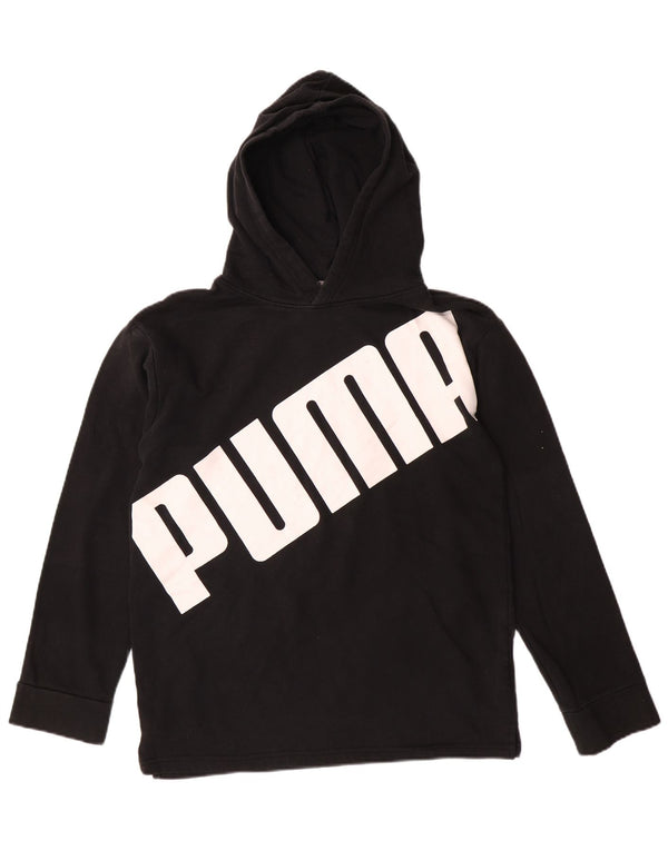 Puma Boys Graphic Hoodie Jumper 13-14 Years XL Black Cotton