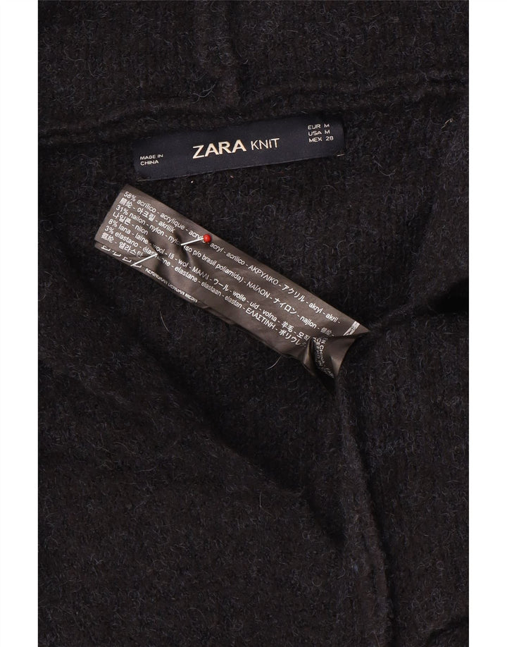 Suéter cardigã feminino com capuz grande Zara Reino Unido 14 médio azul marinho