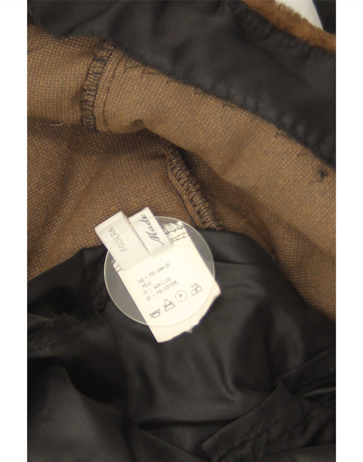 Sobretudo Sherpa feminino vintage IT 42 médio preto poliamida