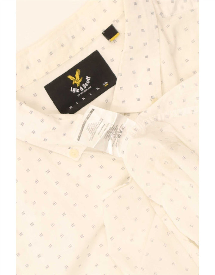 Camisa masculina de manga curta Lyle & Scott 2XL algodão manchado branco
