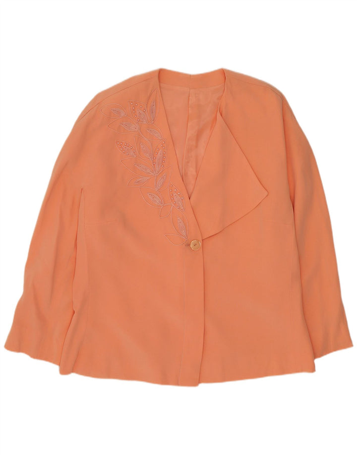 Jaqueta blazer feminina vintage com 1 botão Reino Unido 16 grande laranja