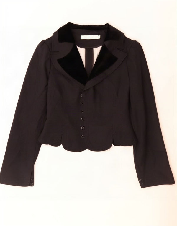 Jaqueta blazer feminina All Saints Reino Unido 12 lã colorblock preta média