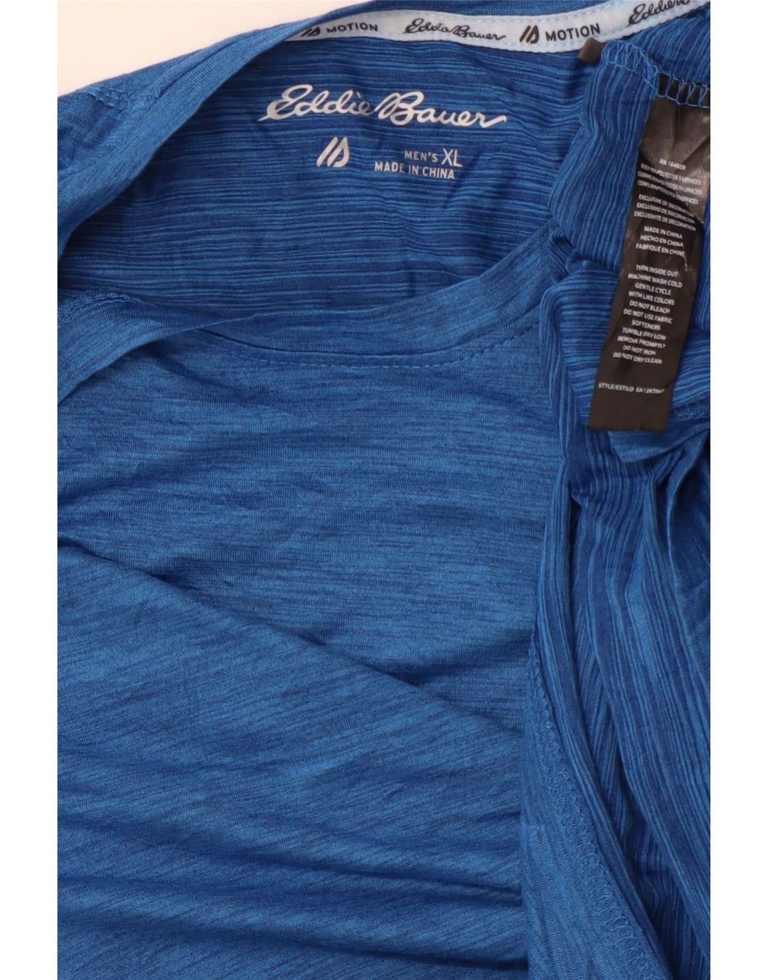 Camiseta masculina EDDIE BAUER XL poliéster manchado azul