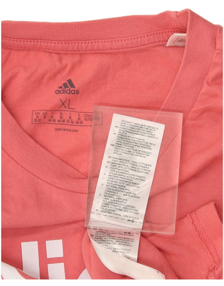 Camiseta feminina ADIDAS com estampa gráfica UK 20/22 XL algodão rosa