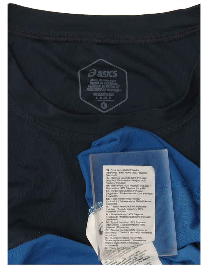 Camiseta masculina Asics Top grande azul colorblock poliéster