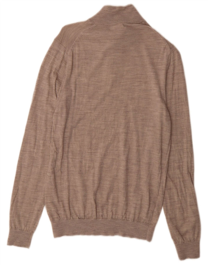 Suéter masculino Reiss com zíper e gola grande de lã manchada cinza
