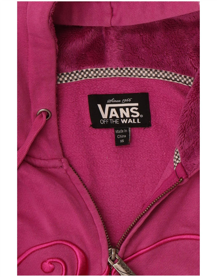 Suéter VANS feminino com capuz e zíper gráfico UK 6 XS rosa